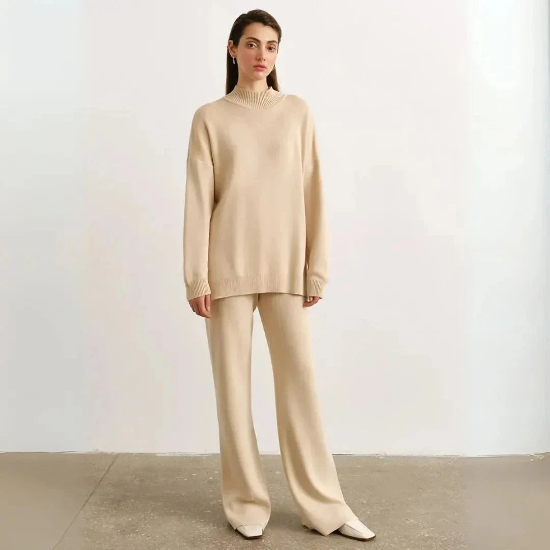Ensemble Loungewear En Maille Callie Avec Pull À Col Montant Et Pantalon Large Et Doux