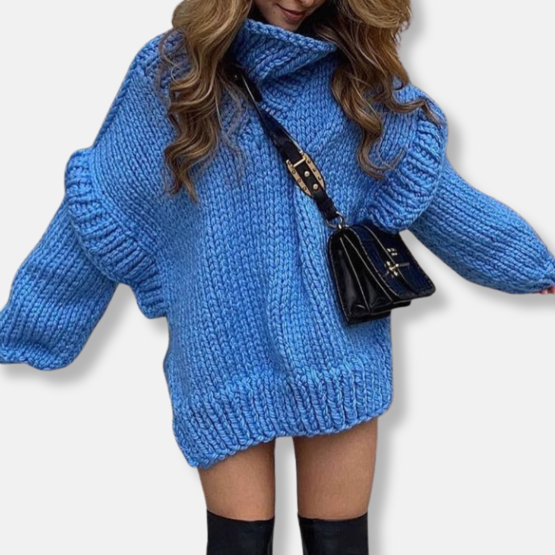 Amawinc Pull Oversize Femme En Maille Épaisse En Laine Avec Col Roulé Et Poignets Côtelés
