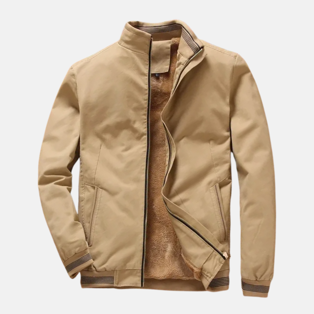 Veste Pilote Homme Amawinc Avec Doublure Polaire Bleu Marine Moderne Bomber Zip Avant Chaude