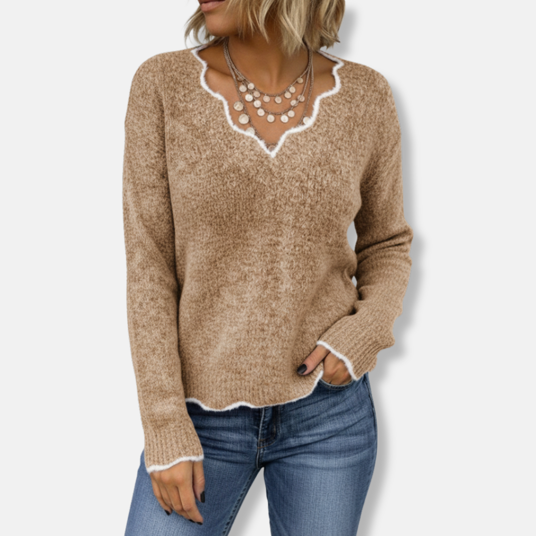 Pull Femme En Tricot De Laine À Coupe Décontractée Et Encolure Festonnée Nordisk-Flair