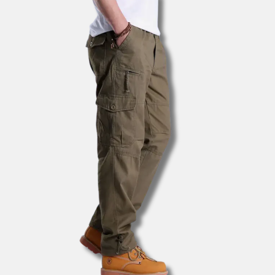 Amawinc Pantalon Cargo Homme en Mélange de Coton Imprimé Camouflage Coupe Ample Jambe Droite avec Poches Cargo