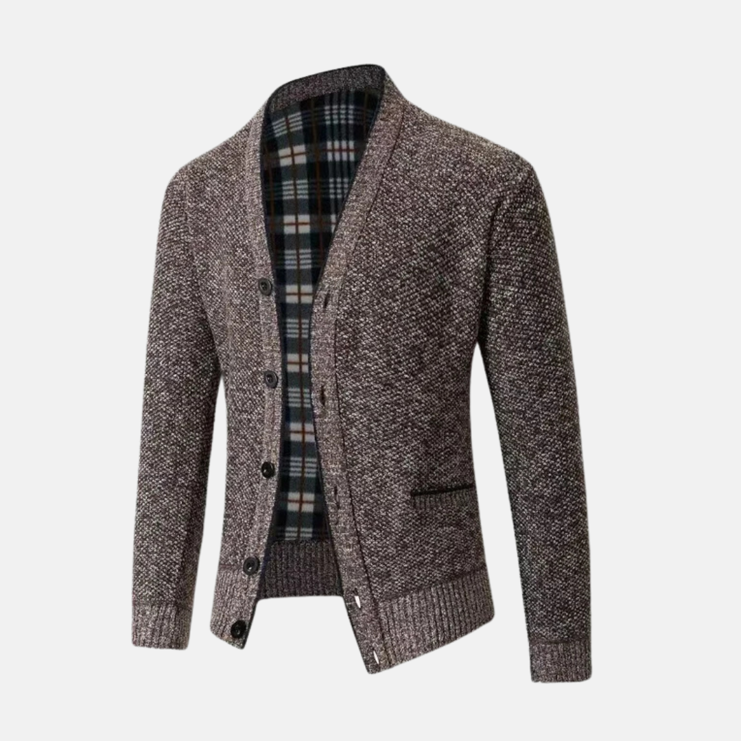 Cardigan Pour Homme En Maille Mélangée De Laine Slim Fit Avec Col V Boutons Poches Décontracté Amawinc
