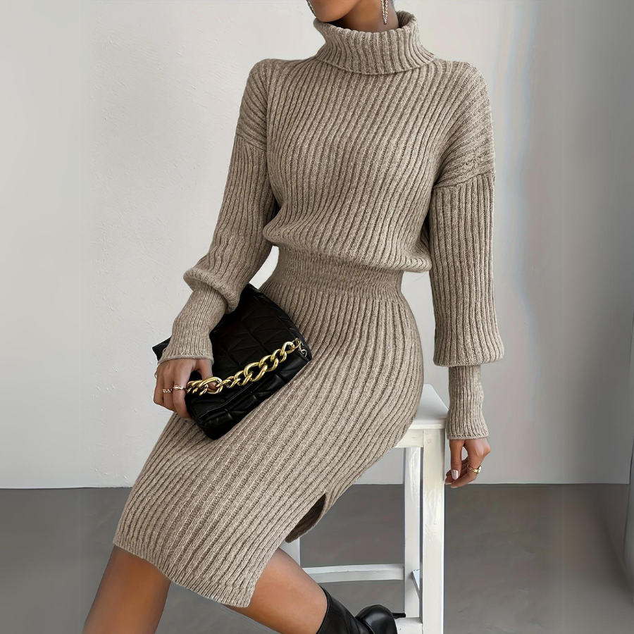 Robe Col Roulé En Maille Douce Pour Femme Confortable Et Polyvalente Pour Journée Et Soirée