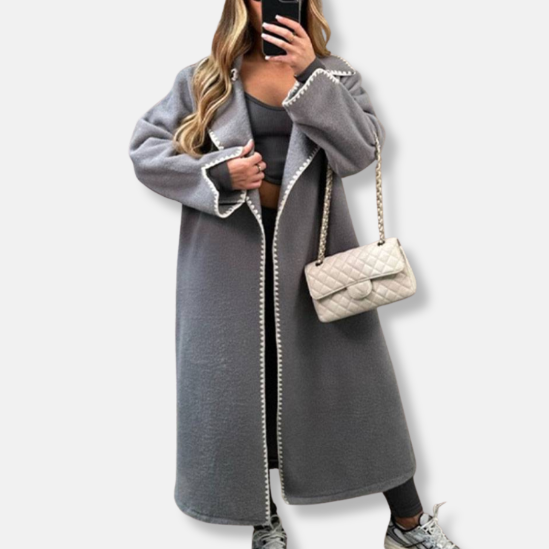 Manteau Femme En Laine Longueur Maxi Coupe Décontractée Col Revers À Encoche Amawinc Collection