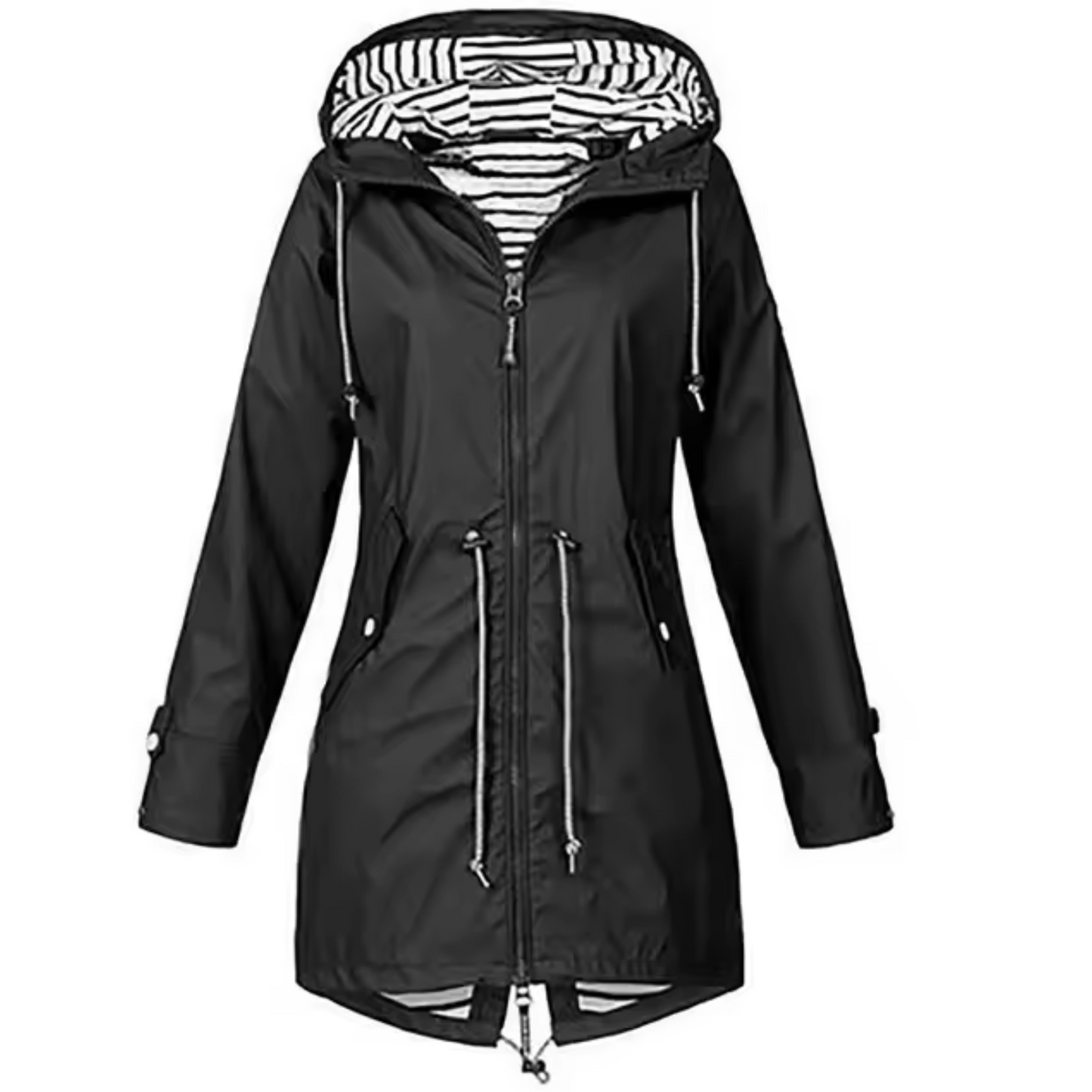 Veste Imperméable Pour Femme Étanche Longue Avec Capuche Doublée Et Taille Réglable