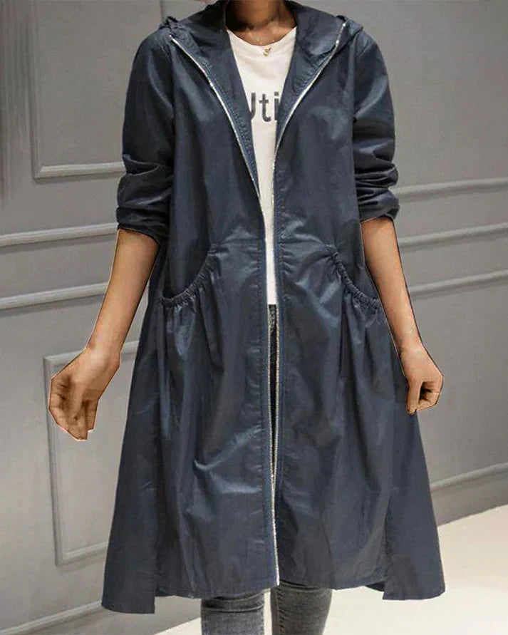 Sweat À Capuche Long Pour Femme Avec Fermeture Éclair Et Poches Frontales Spacieuses Coupe Décontractée Confortable