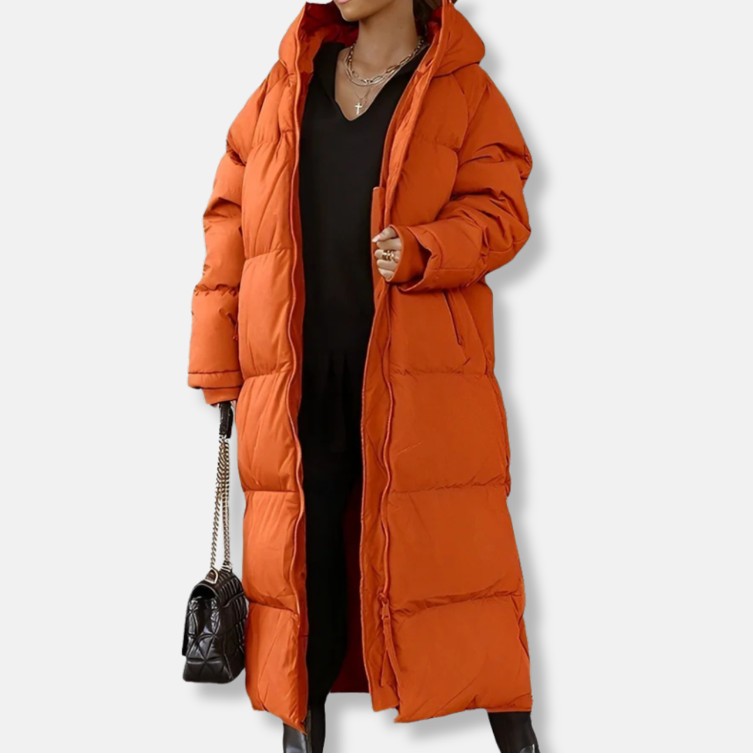 Manteau Long Femme Oversize Capuche Quilté Rembourré Zip Intégral Nordisk Flair Chaleur