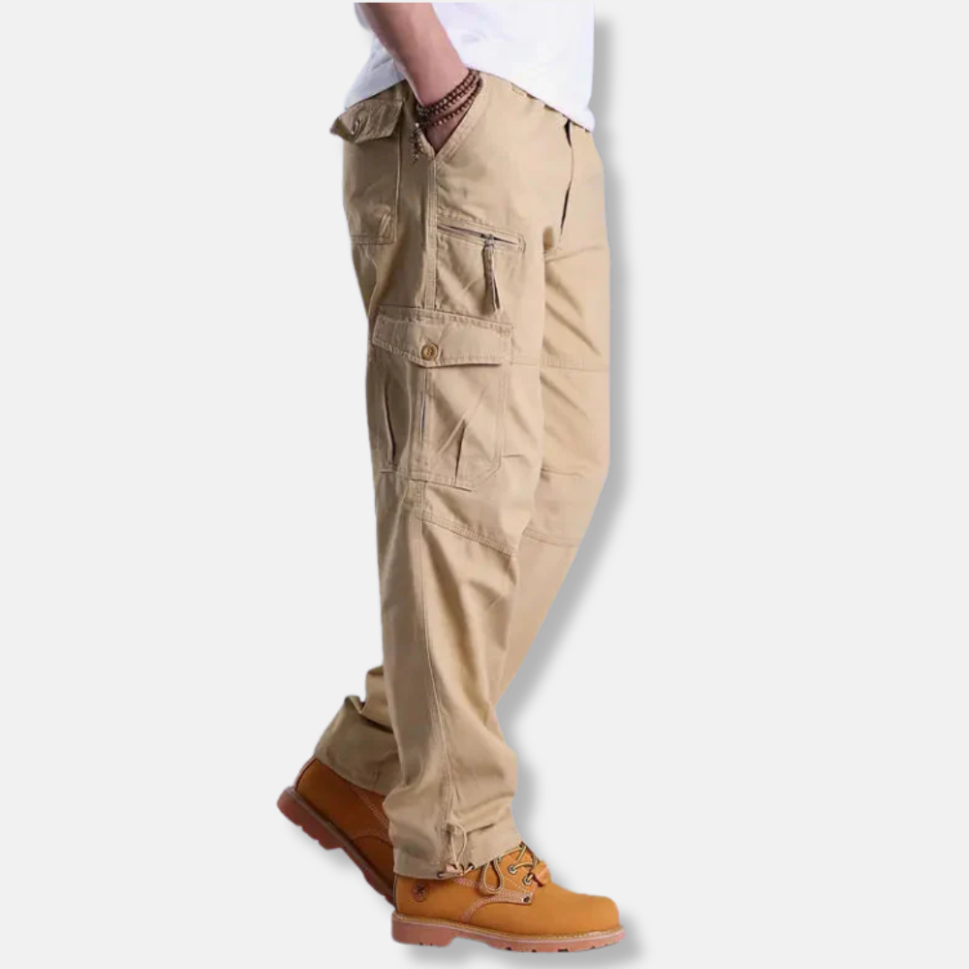 Pantalon Cargo Homme Décontracté En Mélange Coton À Poches Multiples Camouflage Jambe Droite