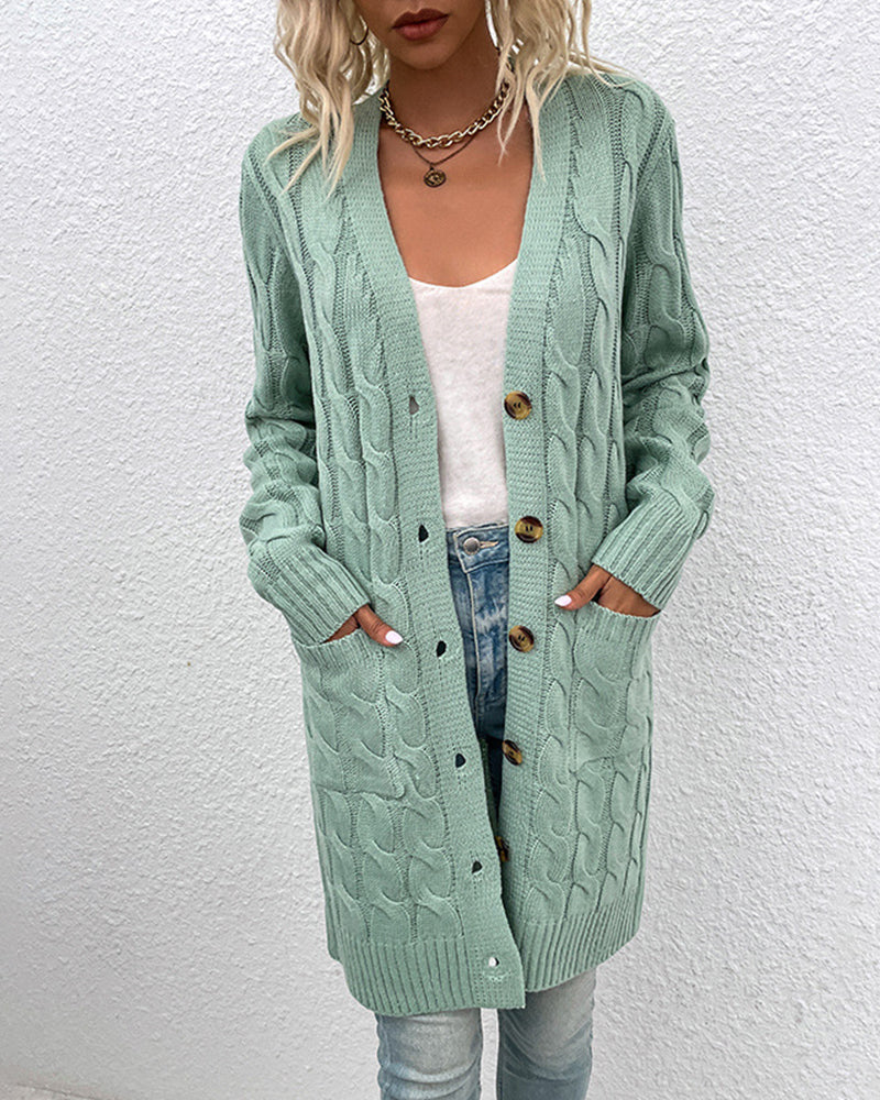 Anna: Einfarbige Strickjacke mit langen Ärmeln