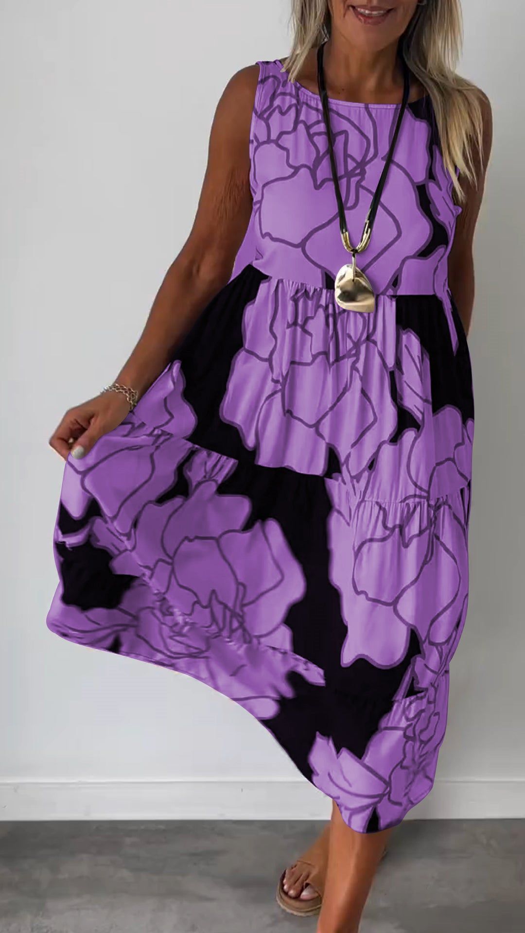 Damenkleid von Fudus: ärmellos, mit Print und Schnürung