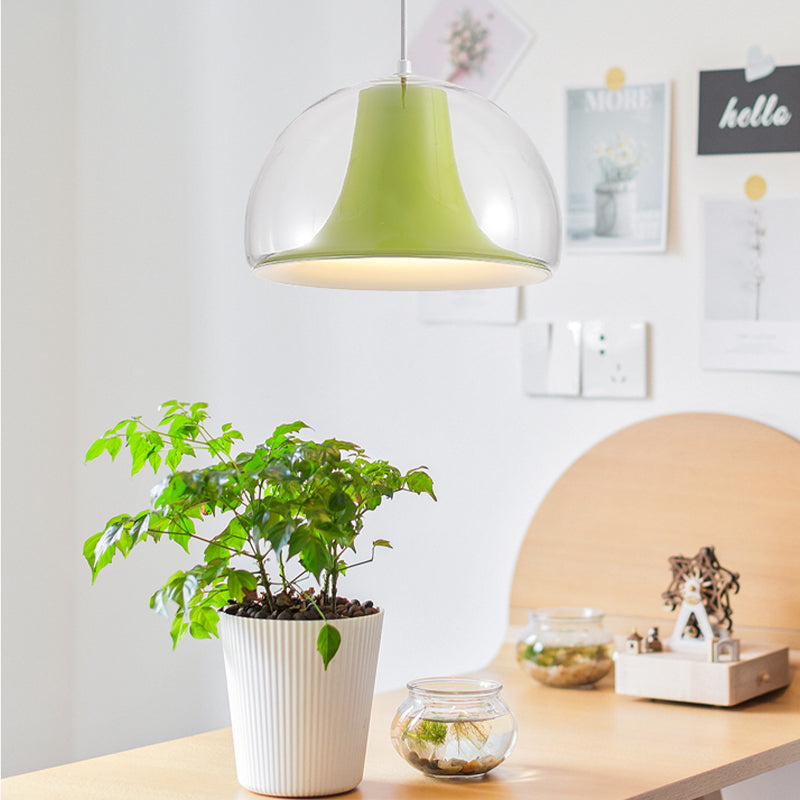 Halbkreisförmige Glaspendelleuchte im Quallen-Design
