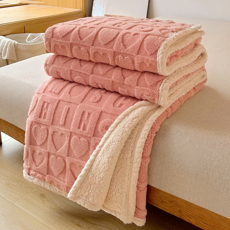 Couverture Sherpa Embossée Réversible Avec Peluche Ultra Douce Pour Salon Et Chambre Luxueuse