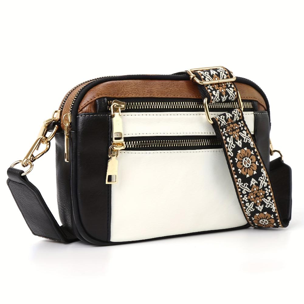 Amawinc Sac Bandoulière Christine En Cuir Végan Compact Avec Plusieurs Poches Zippées