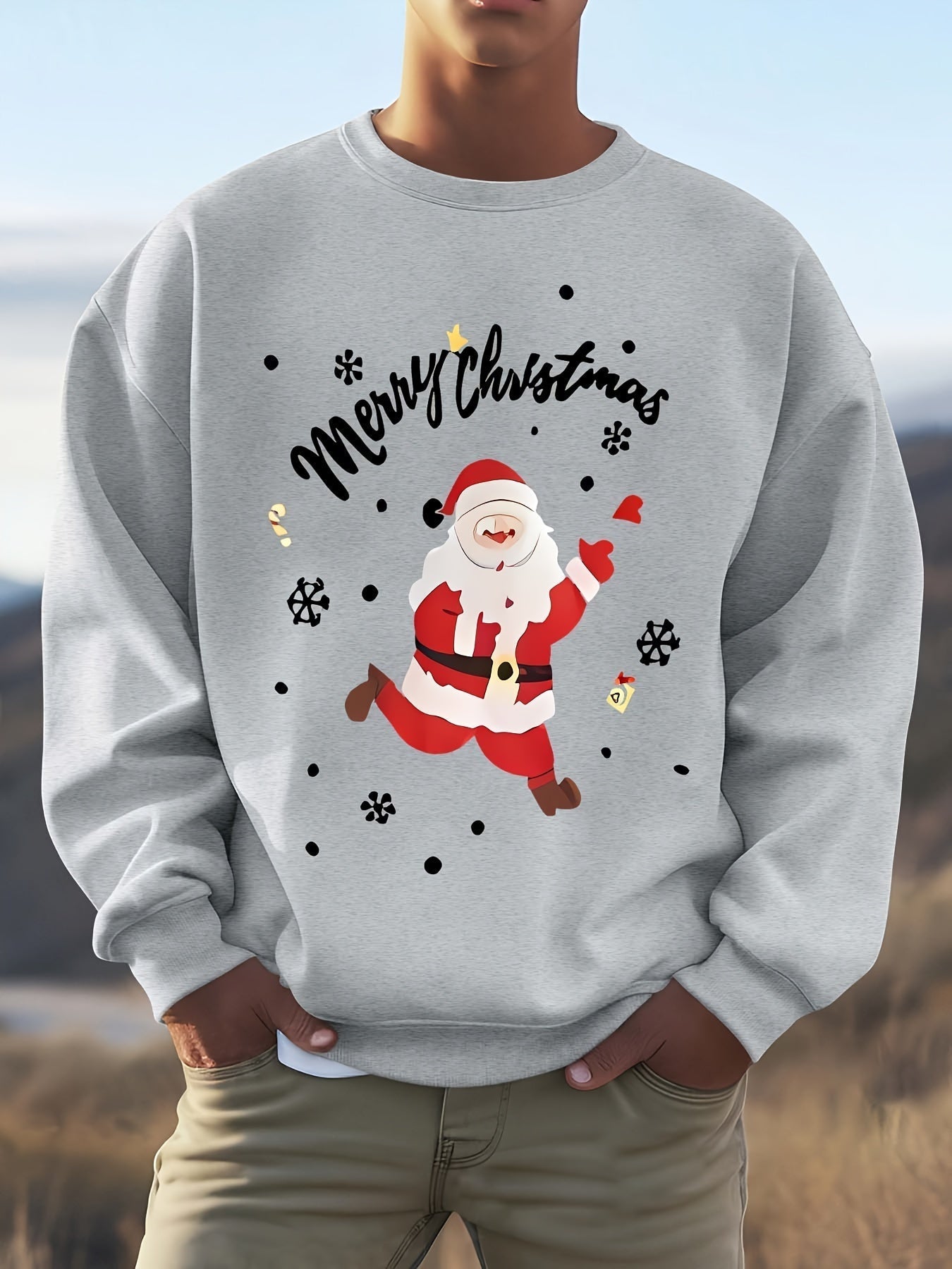 Amawinc | Sweatshirt mit Weihnachtsmotiv Baumwolle Frohe Weihnachten Design