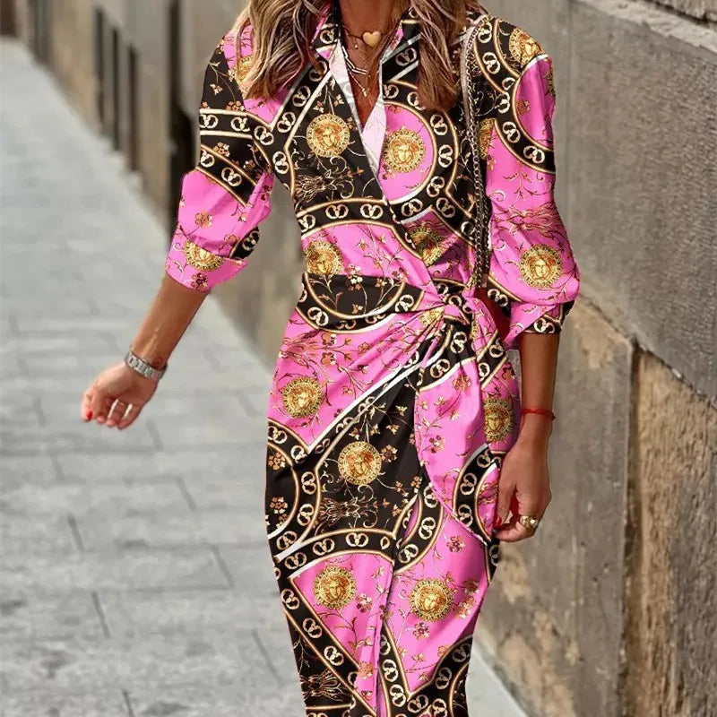 Robe Portefeuille Imprimée Amy Amawinc Pour Été Et Printemps Élégance Décontractée De Jour À Nuit