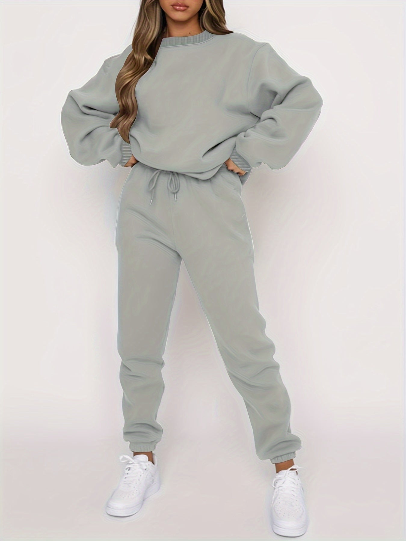Ensemble Jogging Femme Oversize Sweatshirt Ample et Joggers Taille Haute Doux et Confortable