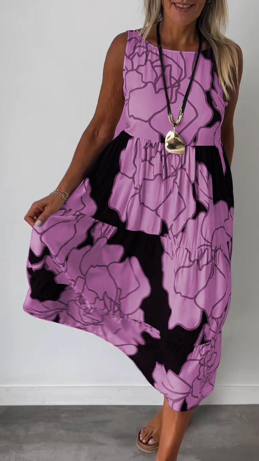 Damenkleid von Fudus: ärmellos, mit Print und Schnürung