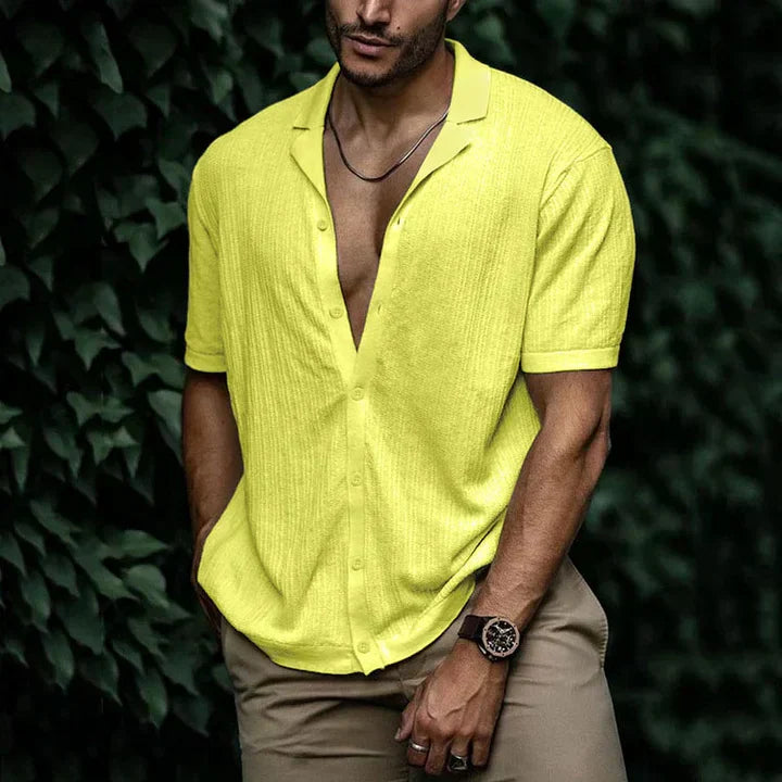 Chemise Homme Manches Courtes Léger Respirant en Lin et Coton Décontractée Coupe Vacances Été