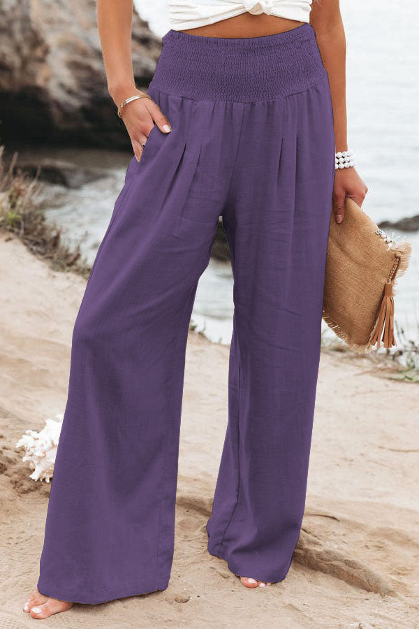 Mia Pantalon Femme À Jambes Larges Pour Vacances Décontractées Plage Confort Élégance