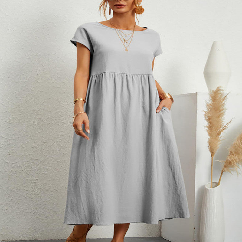 Baumwoll-Leinen Kleid von Fudus, ärmellos, mit Taschen