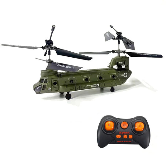 Hélicoptère télécommandé à double hélice à hauteur fixe, modèle réduit d'hélicoptère de transport militaire RC - Amawinc