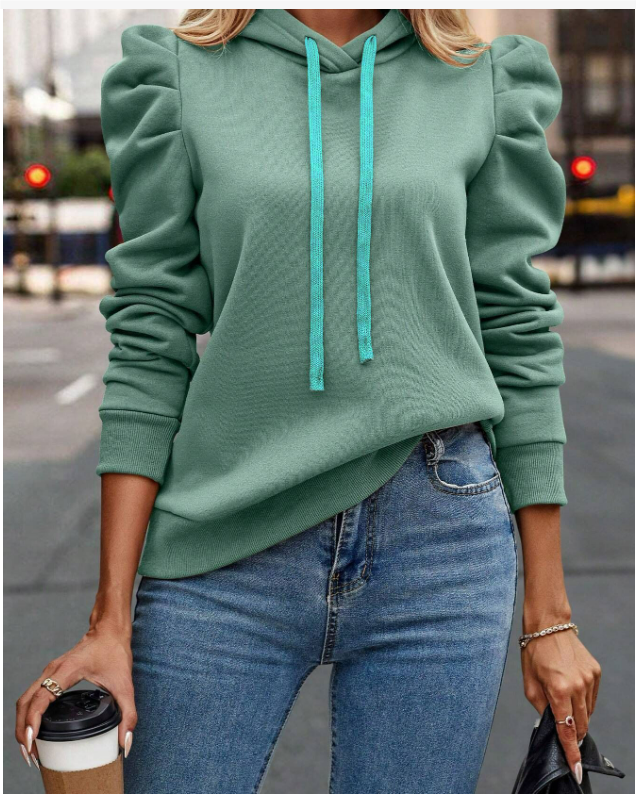 Bequemer Kapuzenpullover mit Rüschenschultern aus Baumwollmischung – stylisches Athleisure für jede Jahreszeit von Fudus
