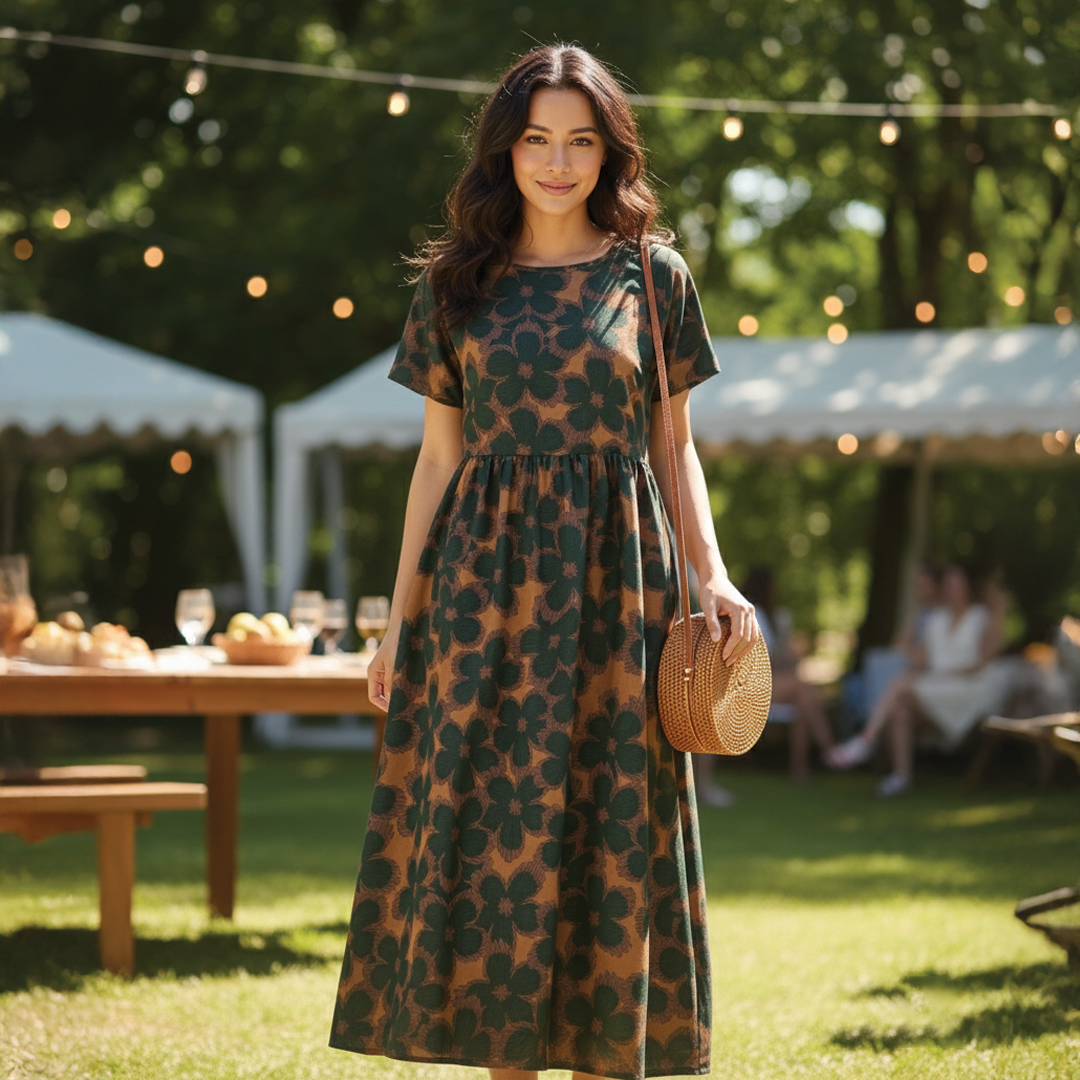 Robe Midi Bohème Samantha Amawinc Confort Léger Et Taille Flatteuse Pour Toute La Journée