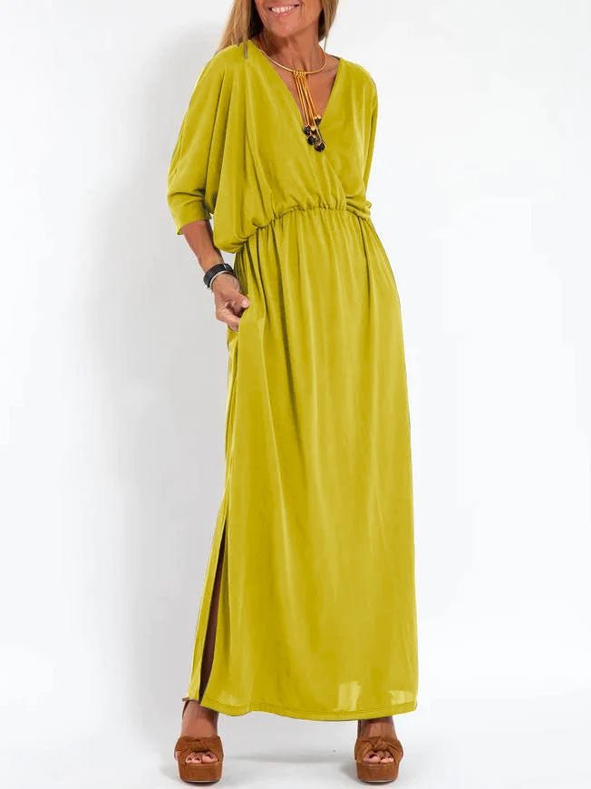 Hochtailliertes Kleid von Fudus mit Schlitz und V-Ausschnitt