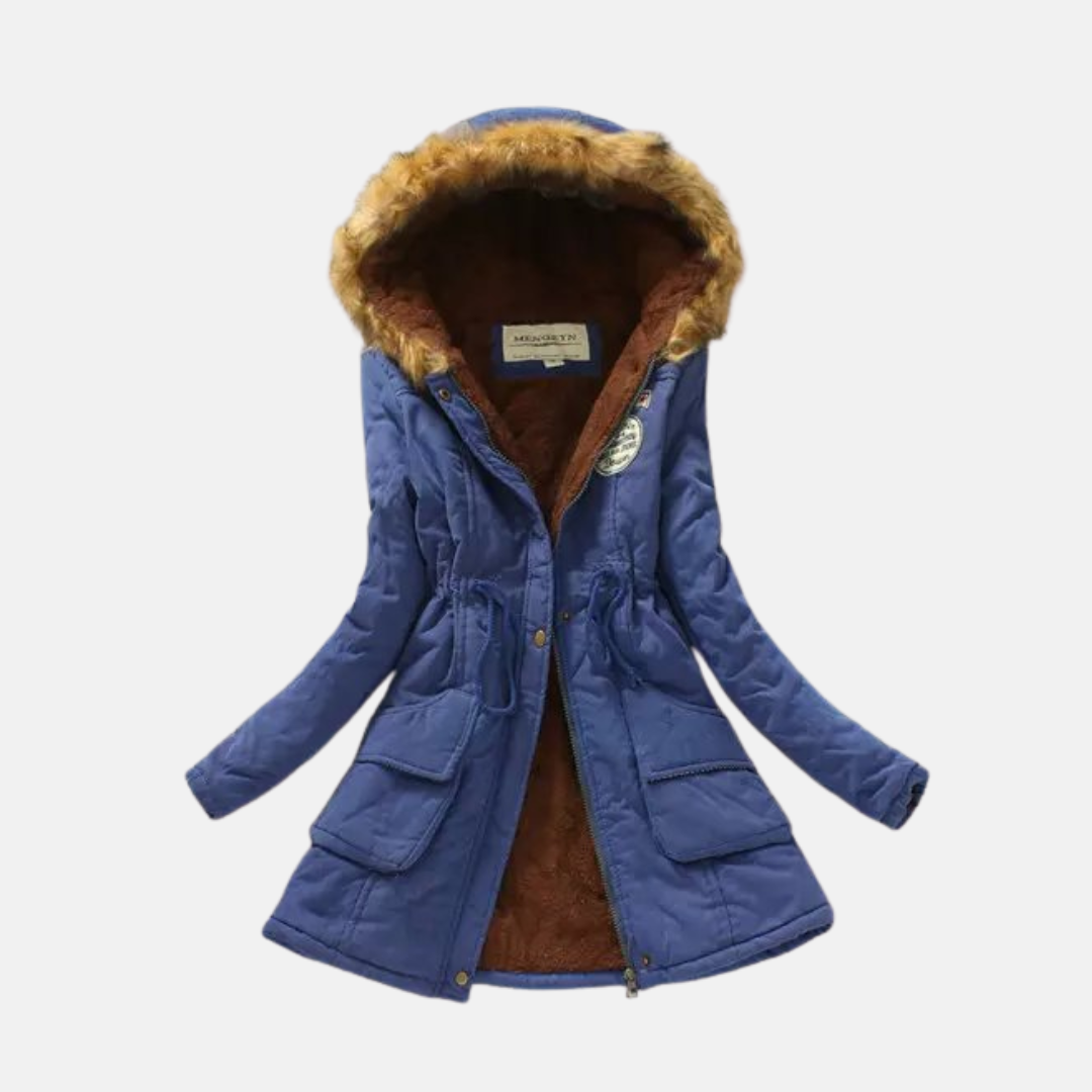 Parka Femme Avec Doublure Sherpa Capuche En Fourrure Synthétique Taille Ajustable Et Poches Pratiques