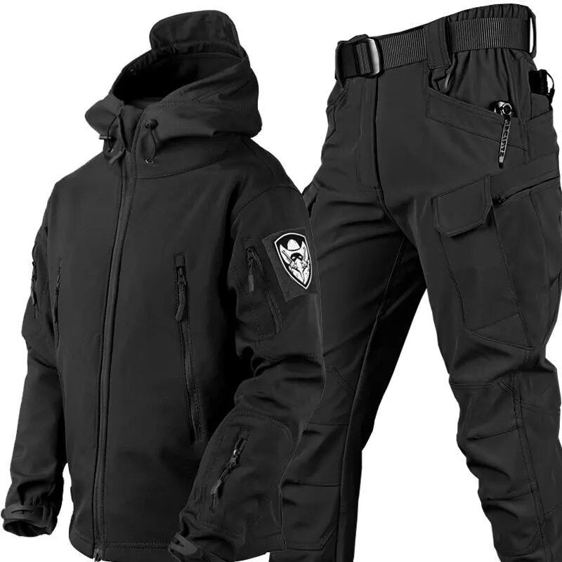 Combinaison Homme En Deux Pièces Pour Randonnée Avec Veste Softshell Coupe Vent Et Pantalon Poches Utilitaires Ajustable