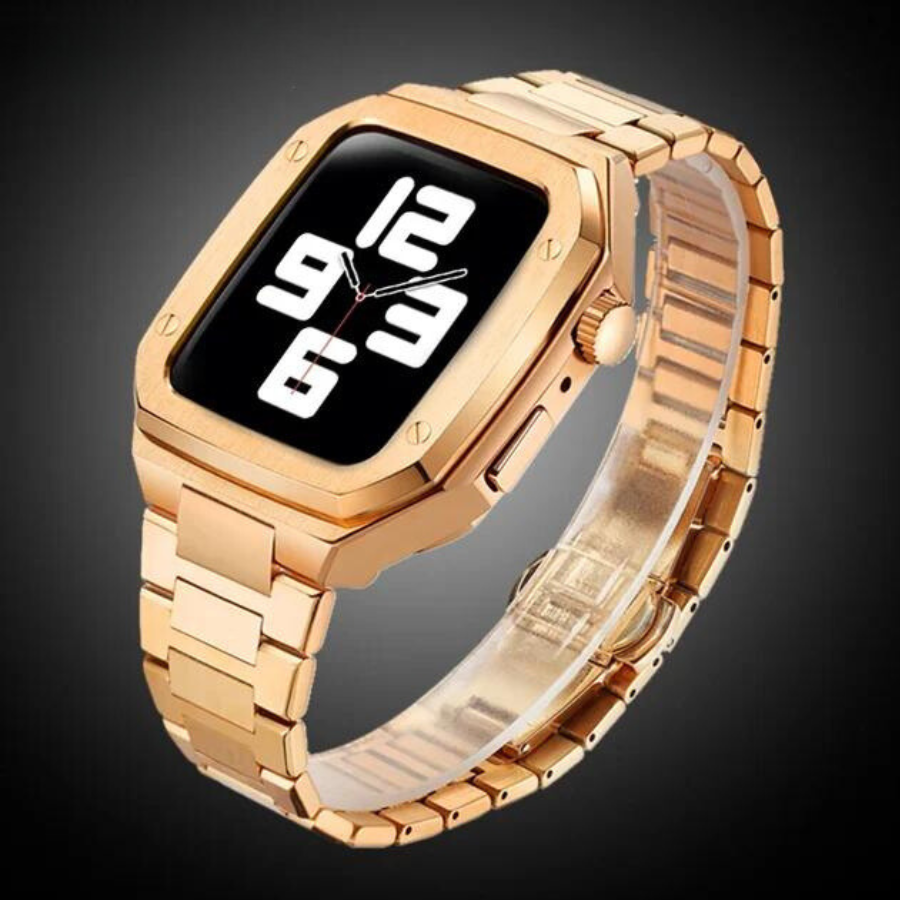 Le Mod Exécutif Pour Apple Watch En Acier Inoxydable Amawinc Design Résistant Aux Chocs Avec Bracelet Caoutchouc Durable