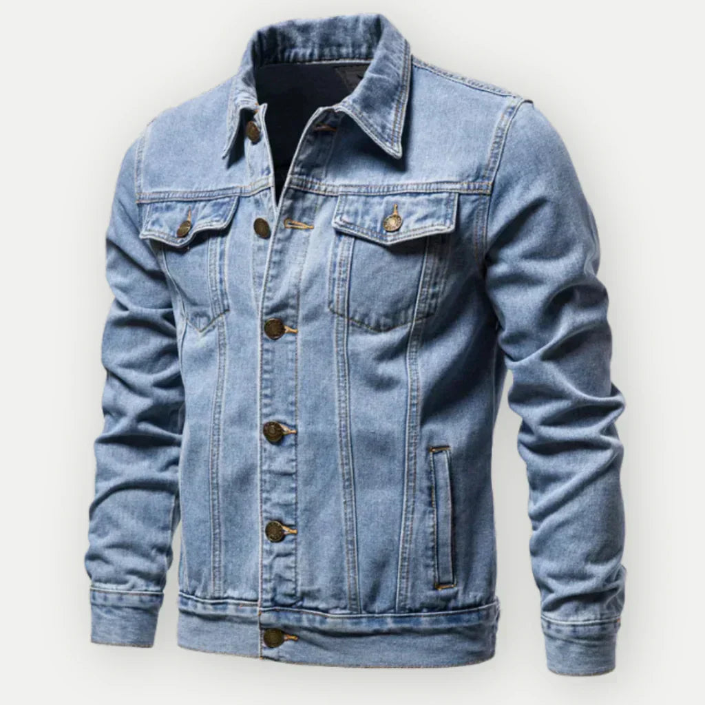 Veste En Jean Pour Homme Coupe Classique Longueur Mi Hanche Col Pointu Bouton Devant Décontractée Quotidienne Amawinc