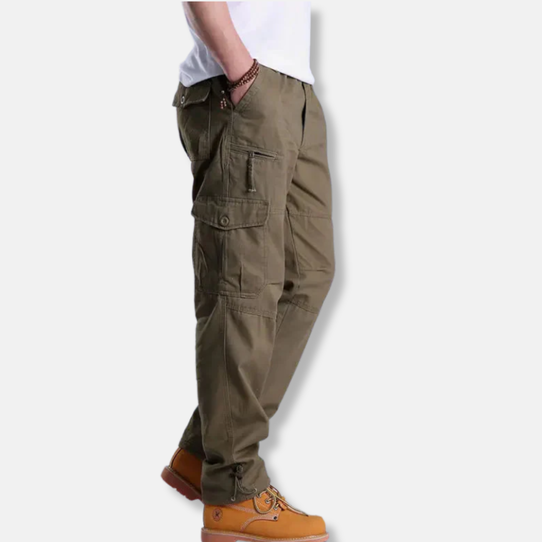 Pantalon Cargo Homme Décontracté En Mélange Coton À Poches Multiples Camouflage Jambe Droite