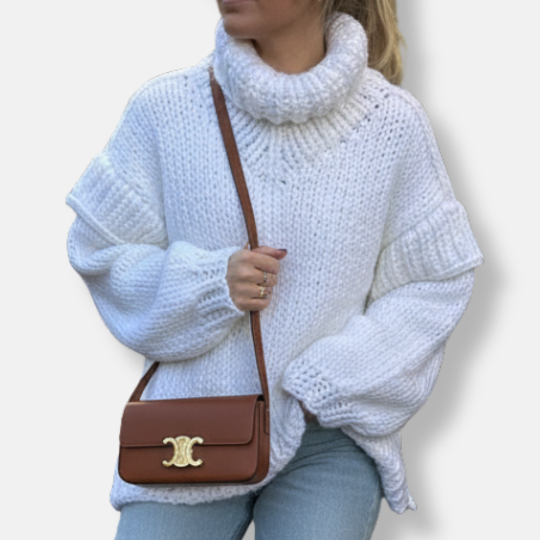 Amawinc Pull Oversize Femme En Maille Épaisse En Laine Avec Col Roulé Et Poignets Côtelés