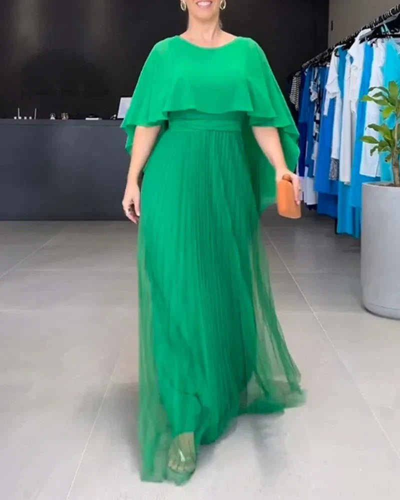 Robe Longue Plissée Pour Femme Hazel Avec Cape Élégante Pour Mariages Galas Soirées Inoubliables
