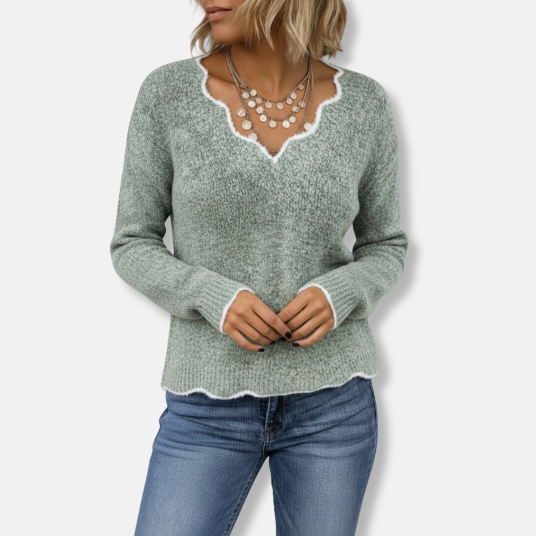 Pull Femme En Tricot De Laine À Coupe Décontractée Et Encolure Festonnée Nordisk-Flair