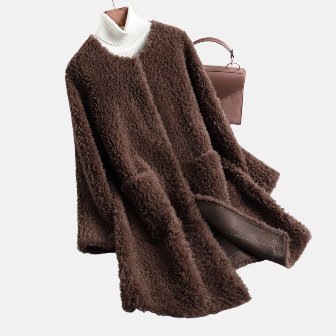 Manteau Femme En Fausse Fourrure À Mi Cuisses Ouvert Devant Pour Élégance Intemporelle