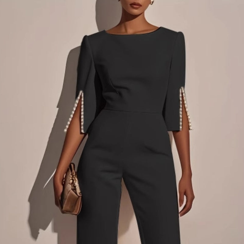 Combinaison Tailleur Bellaré Ornée De Perles Tonales Et Poignets Fendus Pour Silhouette Sculptée