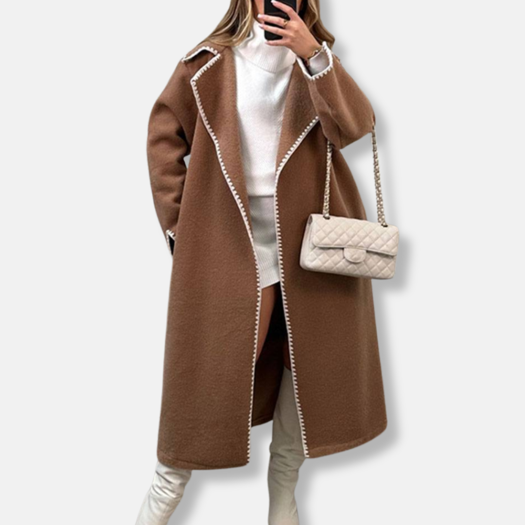Manteau Femme En Laine Longueur Maxi Coupe Décontractée Col Revers À Encoche Amawinc Collection