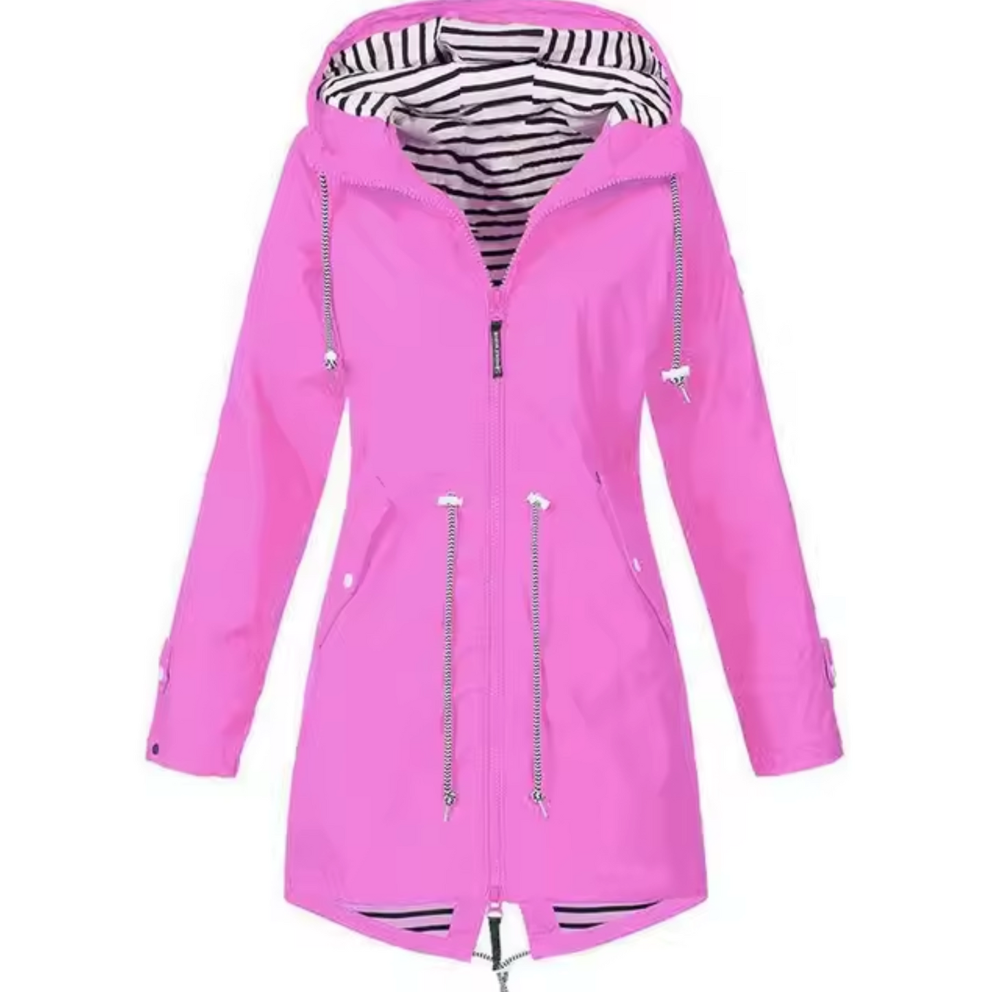 Veste Imperméable Pour Femme Étanche Longue Avec Capuche Doublée Et Taille Réglable