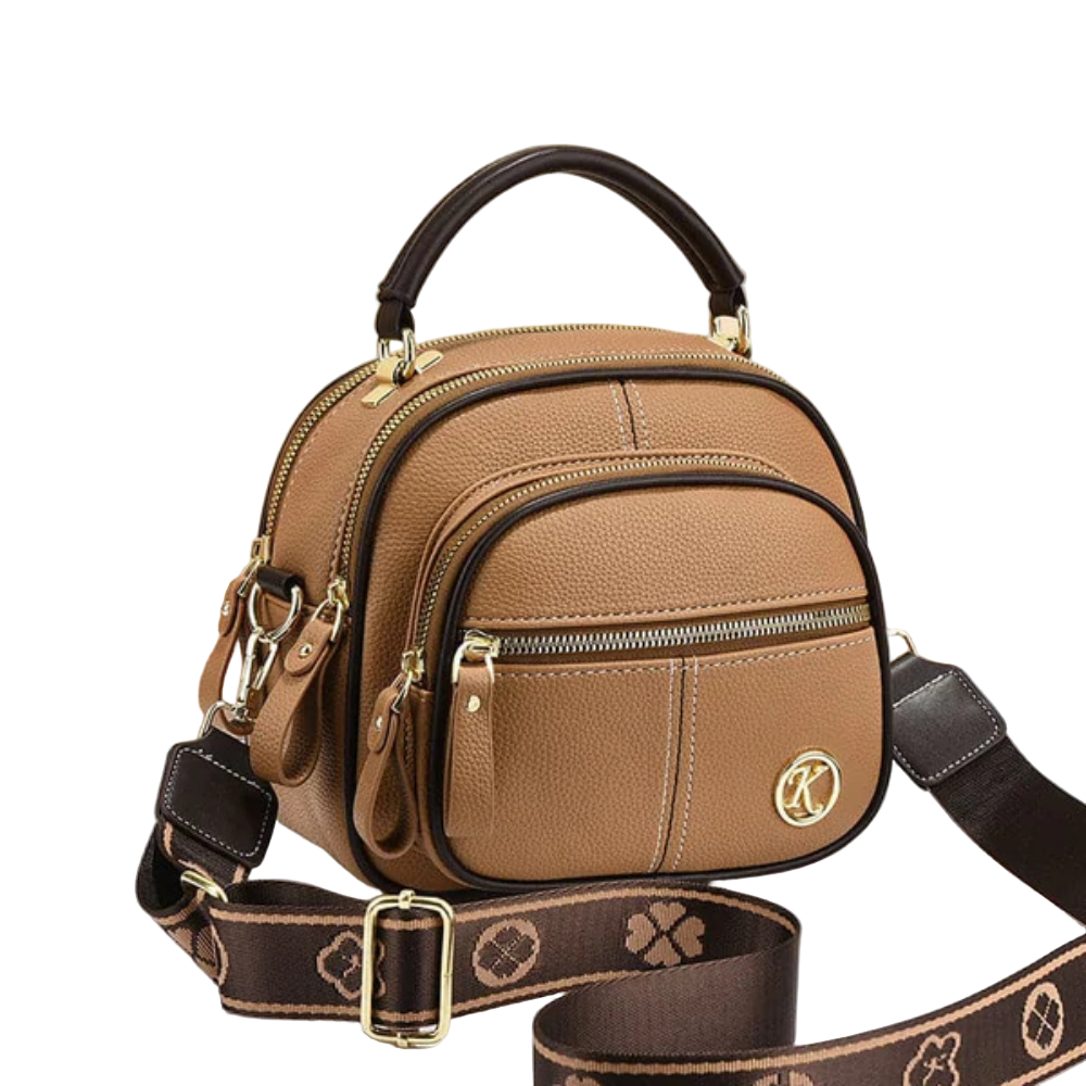 Amawinc Jan Mini Sac À Main En Faux Cuir Compact Avec Deux Compartiments Zippés Et Bandoulière Détachable