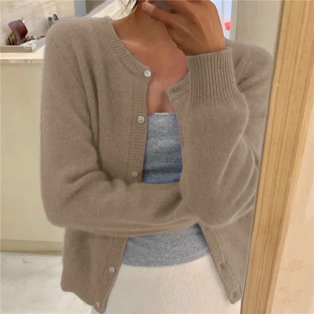 Cardigan Boutonné Pour Femmes D'Hiver À Manches Longues En Maille Décontractée Erica