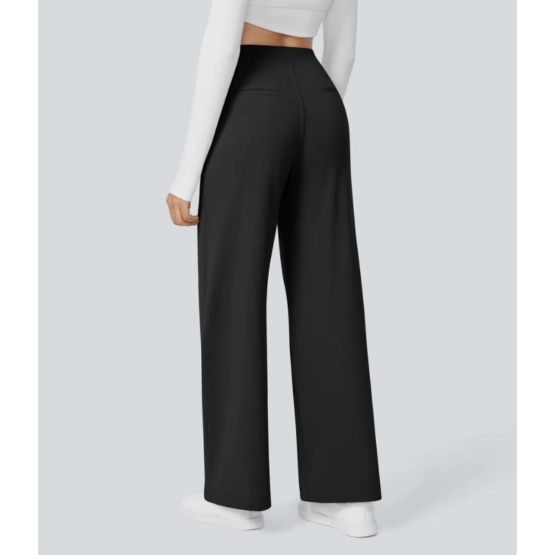 Pallo Pantalon Taille Haute Évasé Pour Travail Avec Poches Latérales Et Plis Avant