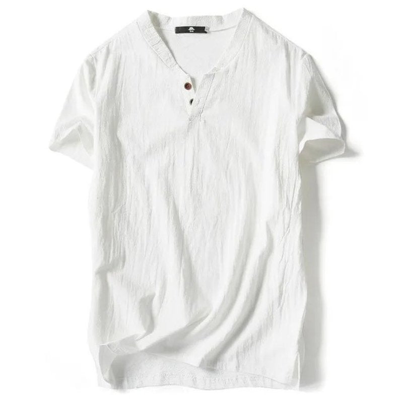 Tee Shirt Tyrin En Lin Respirant Léger Col V Polyvalent Pour Confort Toute La Journée