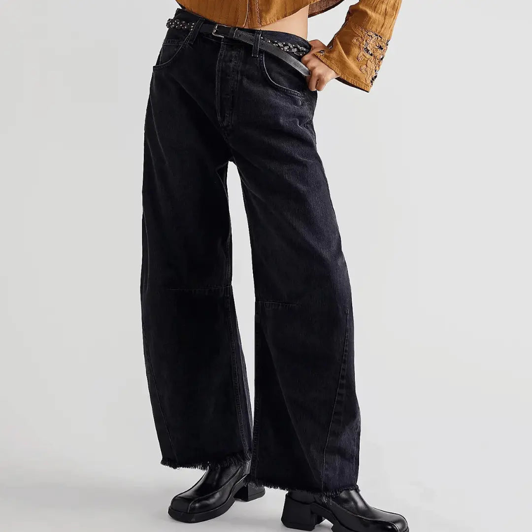 Jean Denim Vintage À Jambe Large Taille Haute Avec Détails Usés Zoe-Taylor Pour Femme