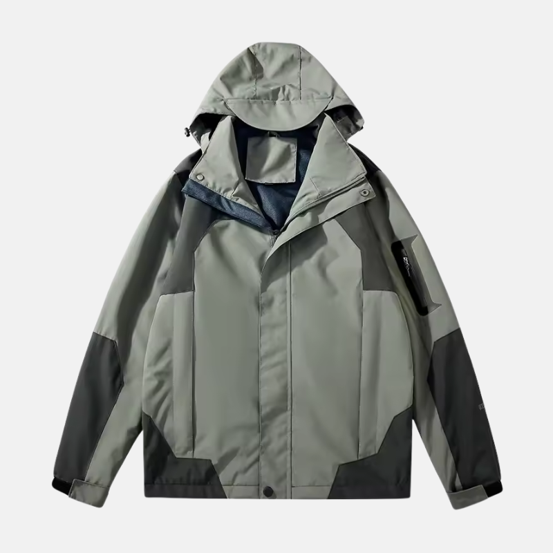 Veste Homme De Plein Air Imperméable Au Vent Résistante À L Eau Capuche Ajustable Poches Zippées Coupe Regular