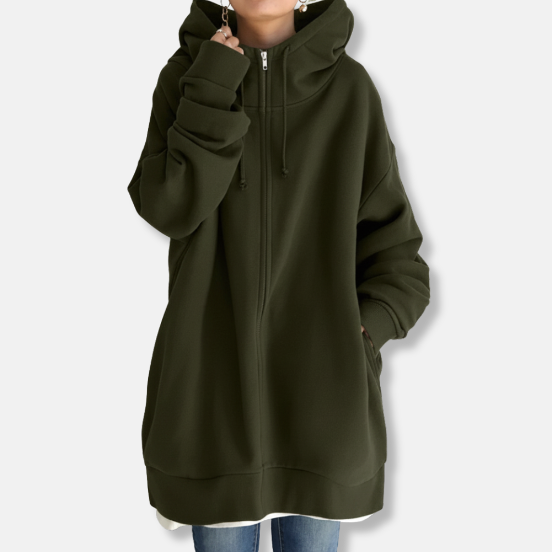 Veste À Capuche Femme Ample En Polaire Douce Avec Fermeture Éclair Manches Longues Décontractée Nordisk Flair