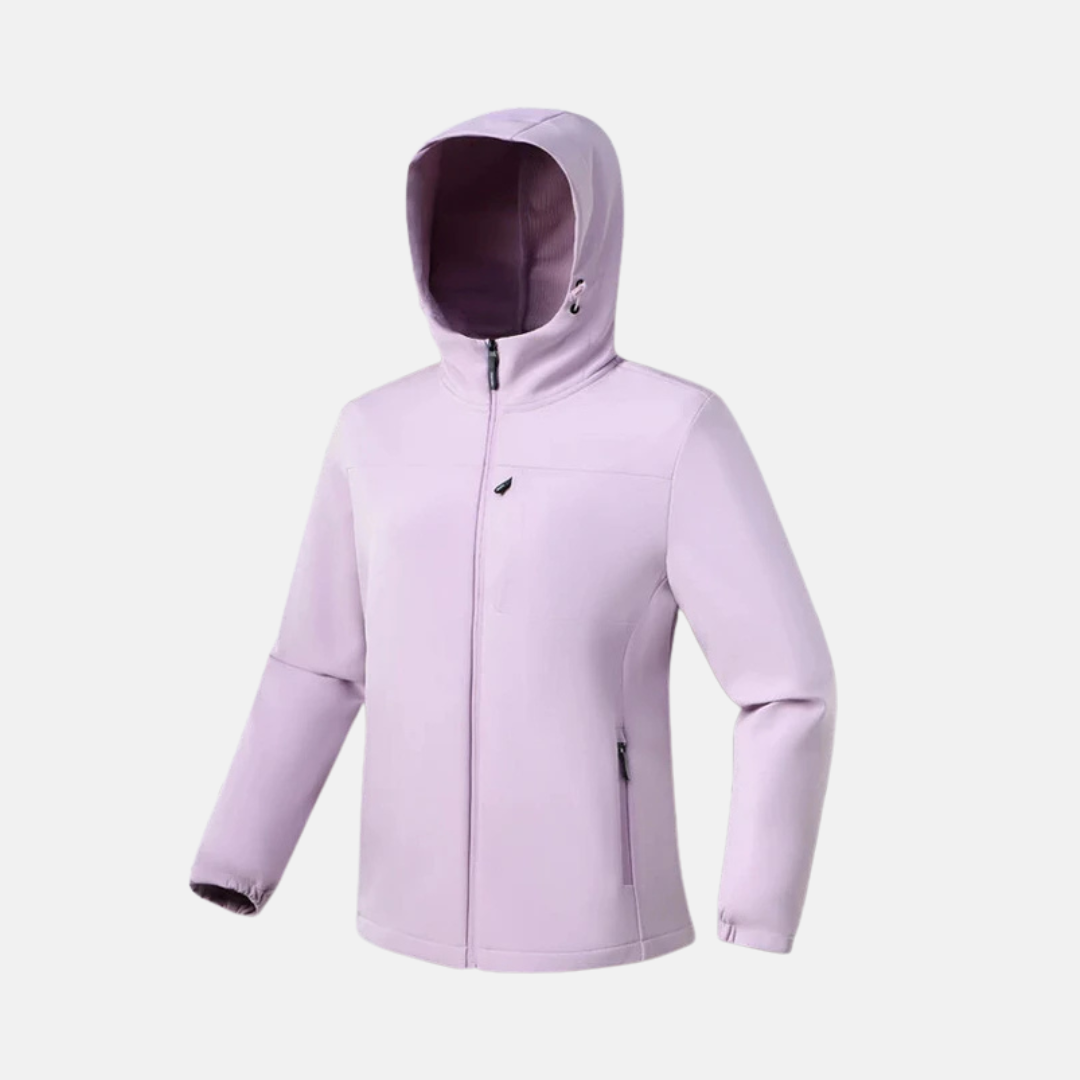 Veste Softshell Femme Stretch À Capuche Coupe Regular Poignets Élastiques Pour Activité Quotidienne Et Plein Air