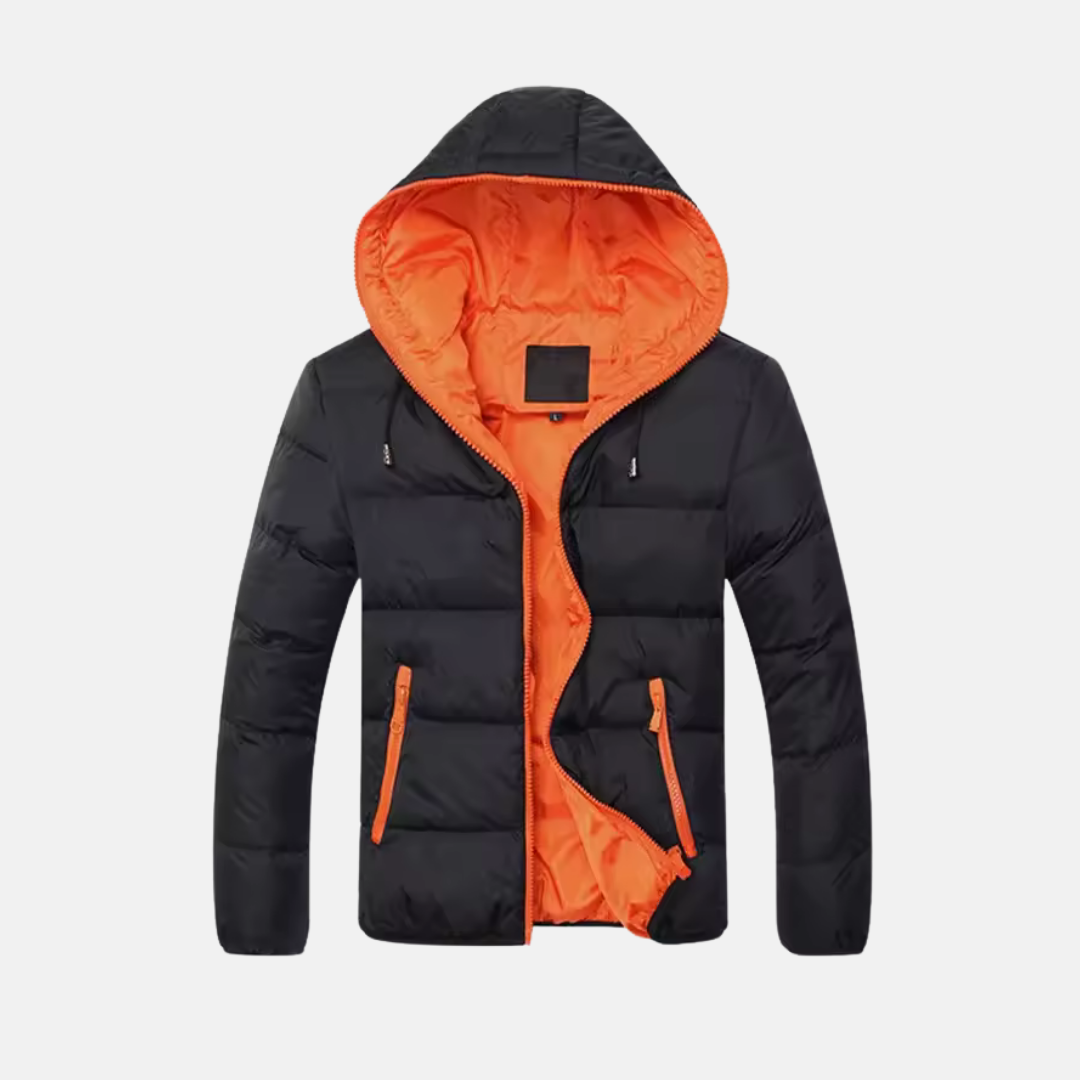 Veste Pour Homme Capuche Matelassée Puffer Mi Longueur À Hanches Chaude Et Isolante Pour Hiver