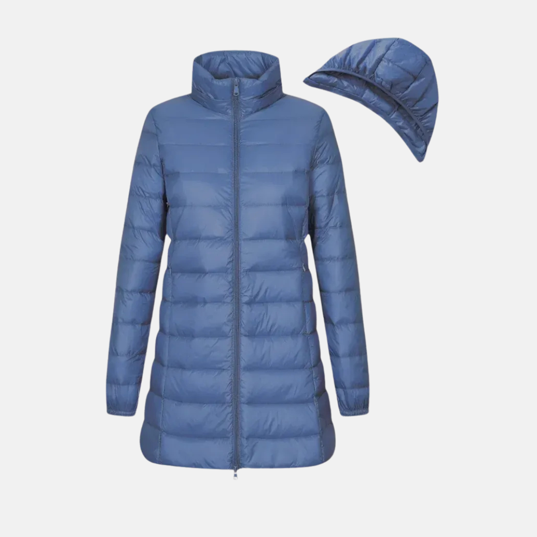 Doudoune Femme Matelassée Ajustée MiCuisse Capuche Imperméable Nordisk Flair Collection Hiver Chaud
